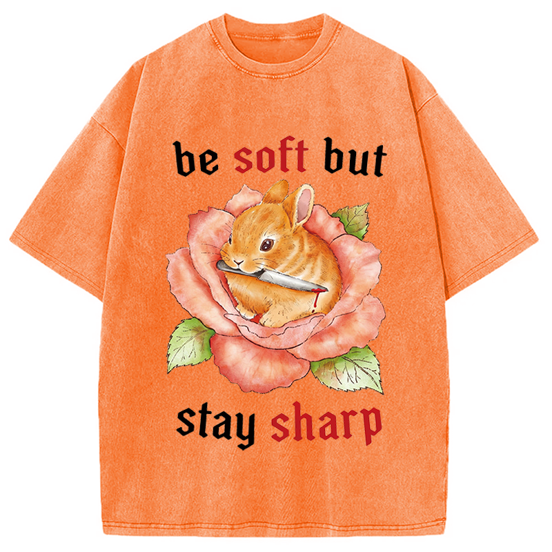 Modecanvas Stay Sharp Rabbit DTG Printing Washed T-Shirt