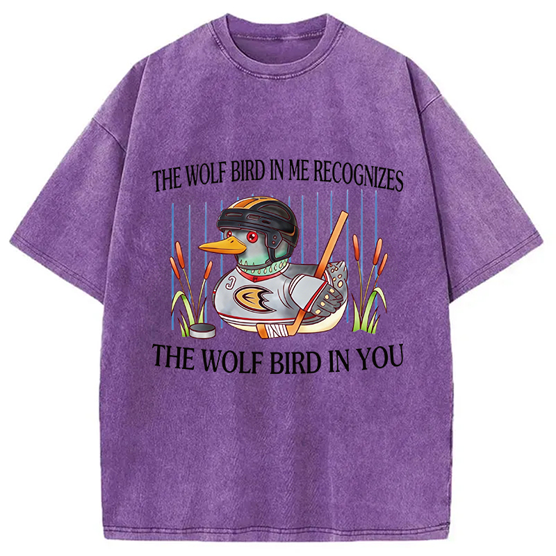 Modecanvas Wolf Bird DTG Printing Washed T-Shirt