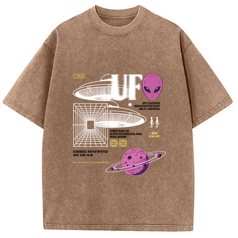 Modecanvas Cosmic Signal Alien Archive DTG Printing Washed T-Shirt