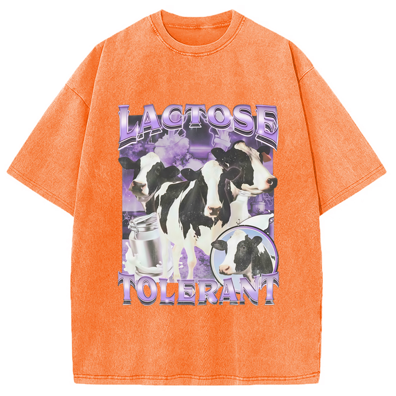 Modecanvas Lactose Tolerant Cow Washed T-Shirt