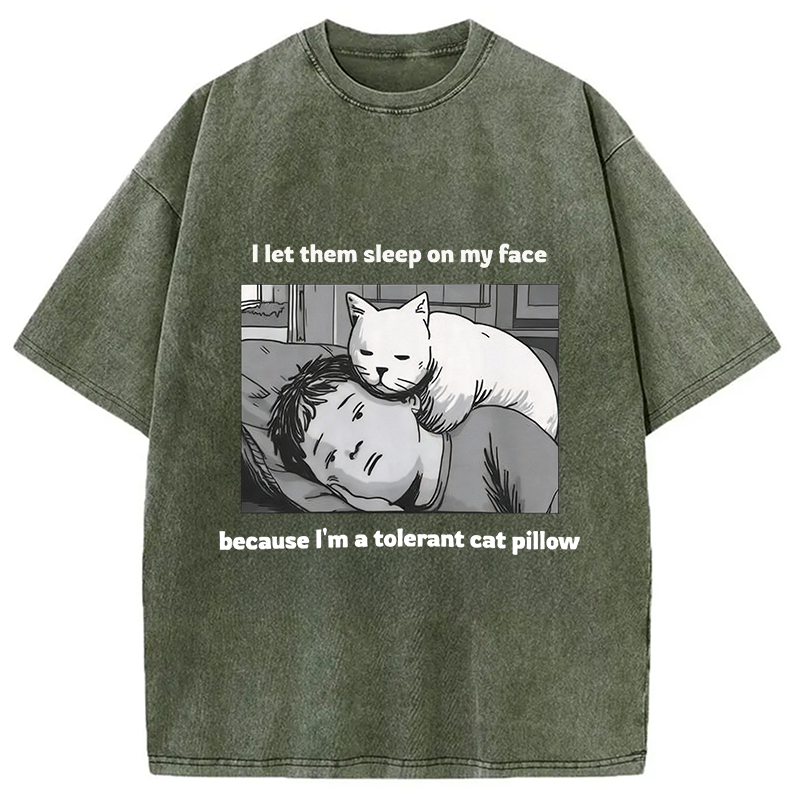 Modecanvas Funny Cat Servant DTG Printing Washed T-Shirt