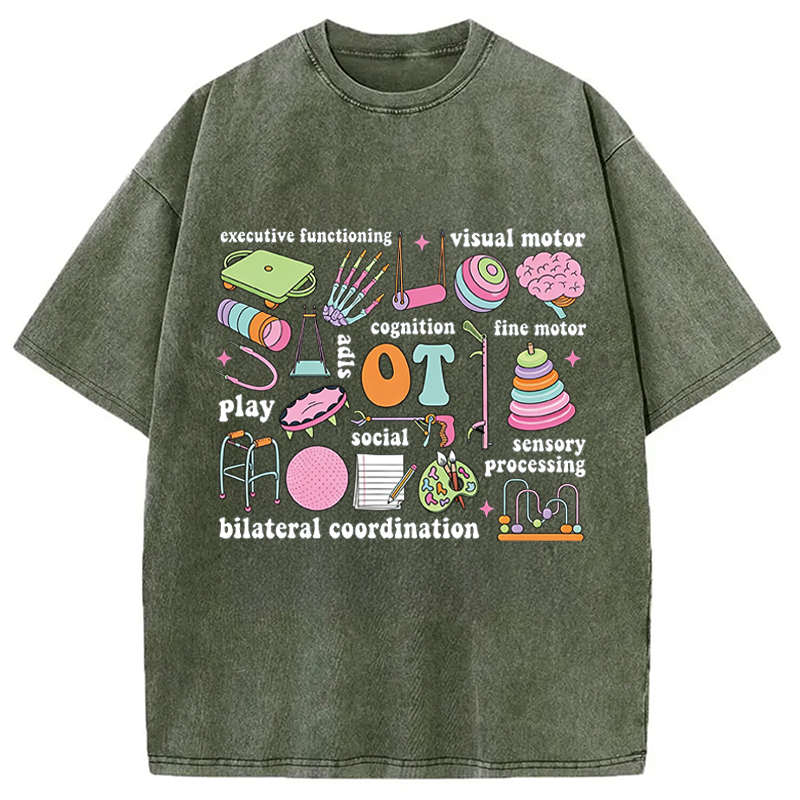Modecanvas Funny Healthcare Meme DTG Printing Washed T-Shirt