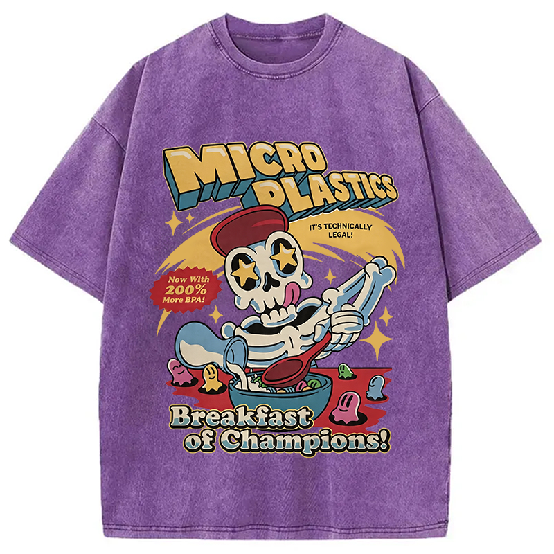 Modecanvas Microplastics Skeleton Meme DTG Printing Washed T-Shirt