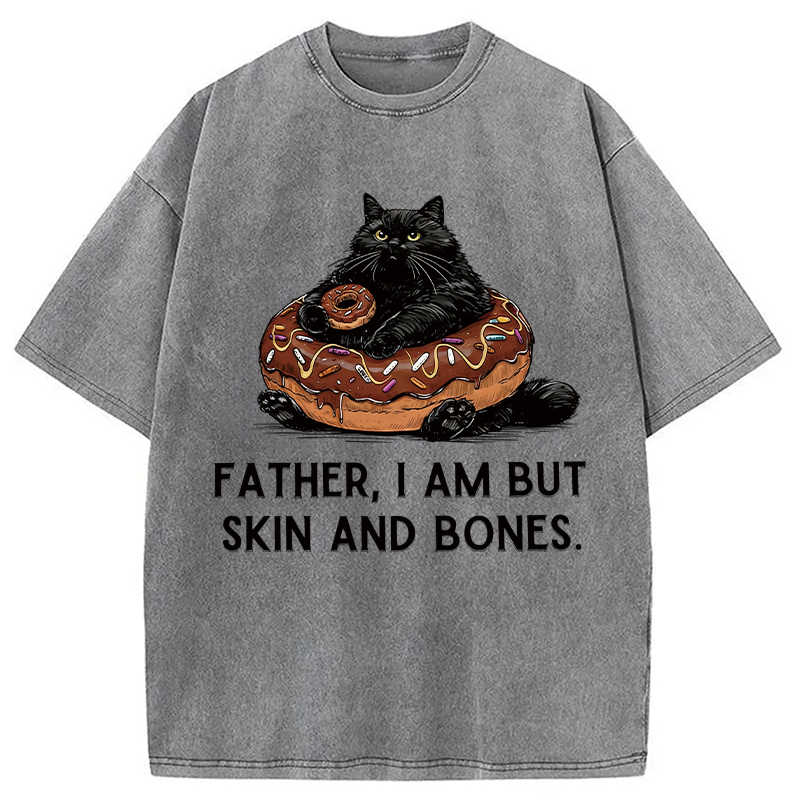 Modecanvas Fat Cat Is Begging Washed T-Shirt