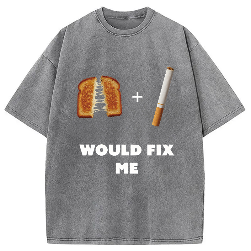 Modecanvas Grilled Cheese And Cigarette Meme DTG Printing Washed T-Shirt