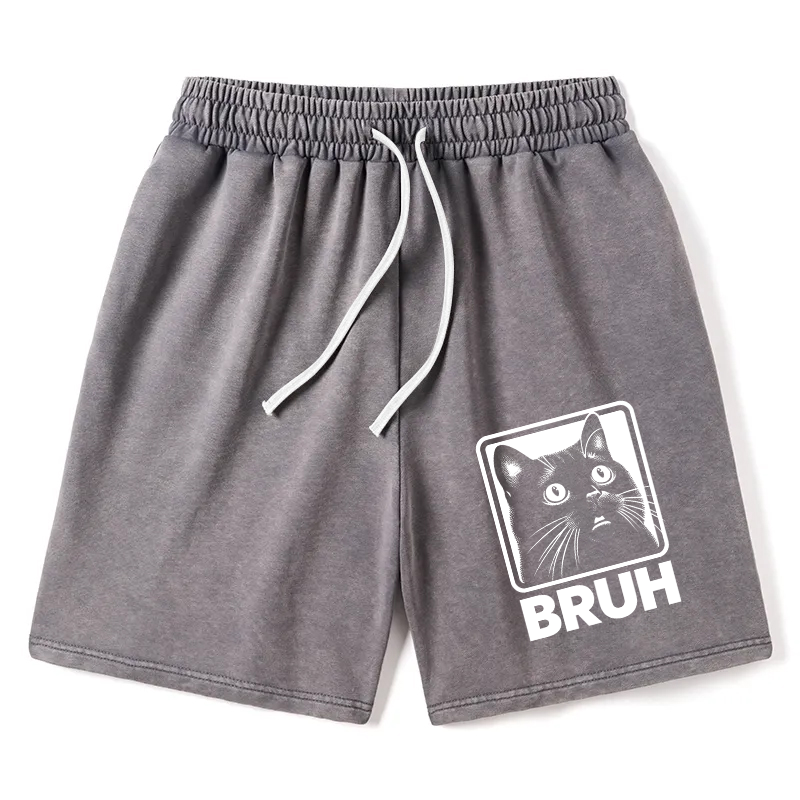 Modecanvas BRUH Cat Washed Short