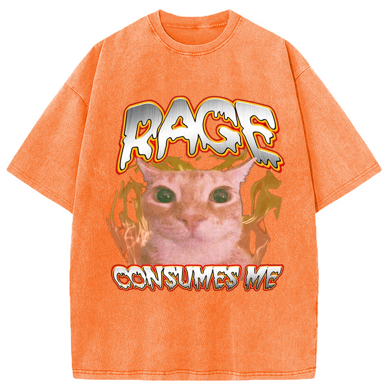 Modecanvas Rage Consumes Me Cat Washed T-Shirt