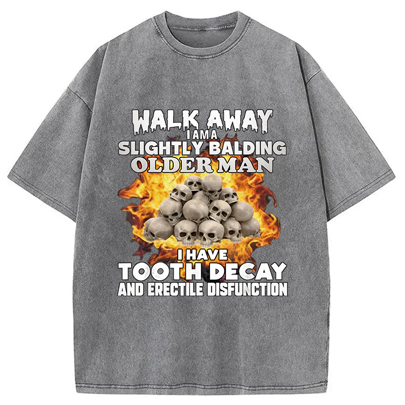Modecanvas Walk Away Funny Skeleton Meme DTG Printing Washed T-Shirt-modecanvas