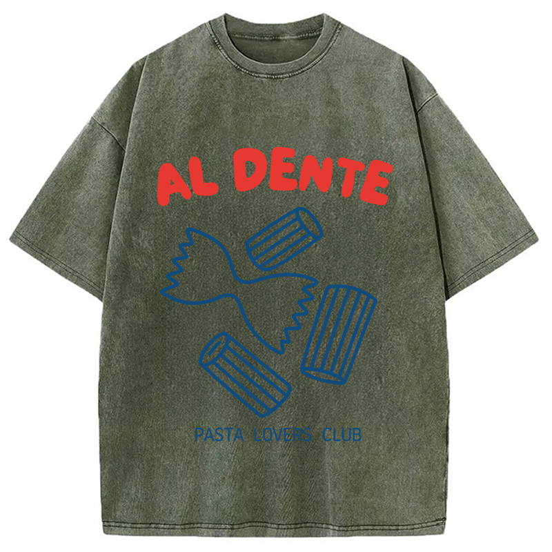 Modecanvas Al Dente Pasta Club DTG Printing Washed T-Shirt