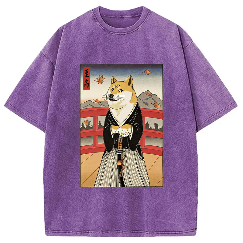 Modecanvas Samurai Cheems DTG Printing Washed T-Shirt