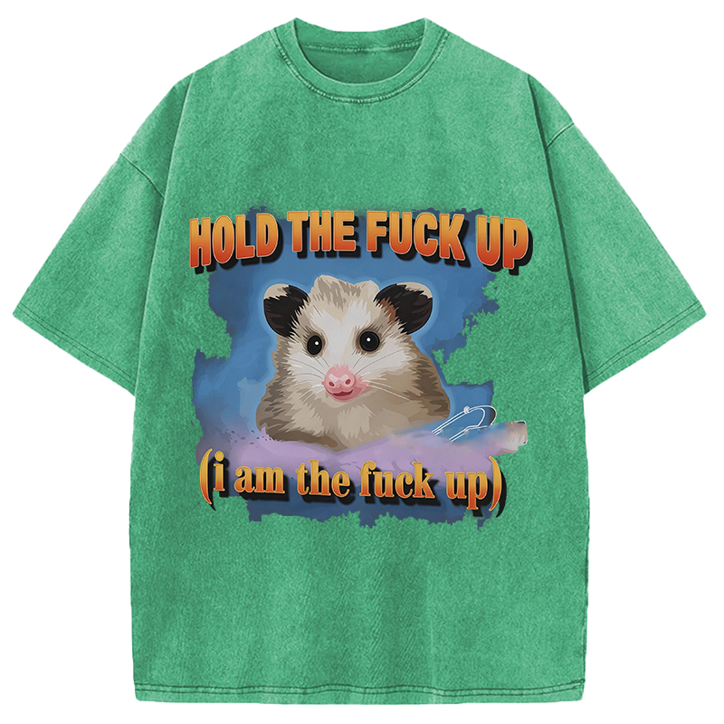 Modecanvas Hold The Possum Up DTG Printing Washed T-Shirt