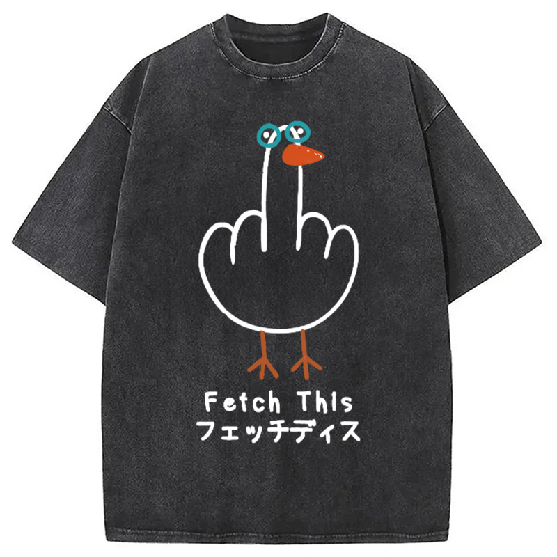 Modecanvas Funny Middle Finger Goose Washed T-Shirt-modecanvas
