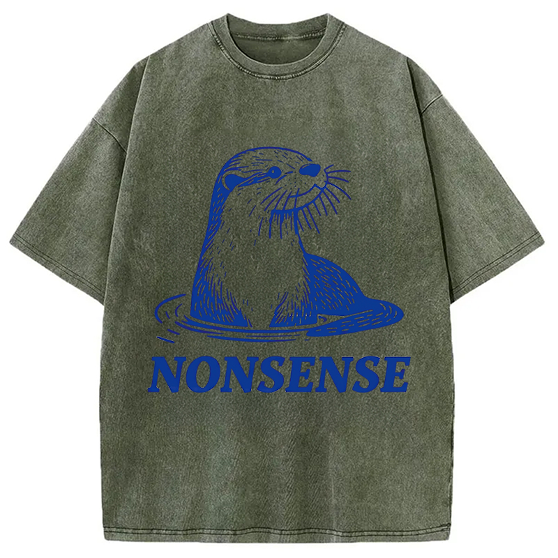 Modecanvas Funny Sea Otters Meme DTG Printing Washed T-Shirt