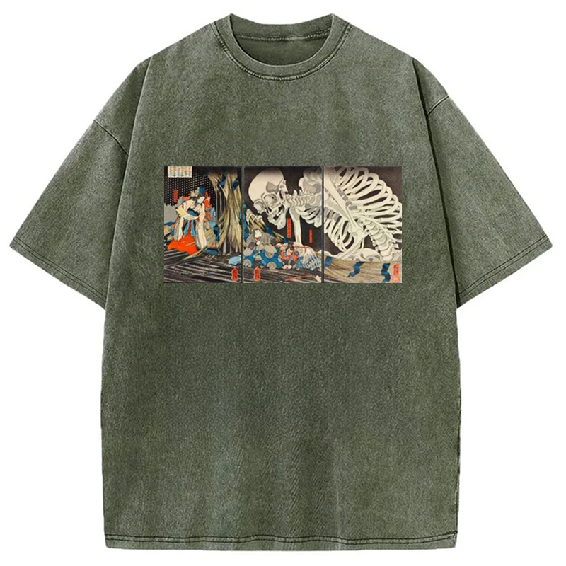 Modecanvas The Witch And The Skeleton Washed T-Shirt