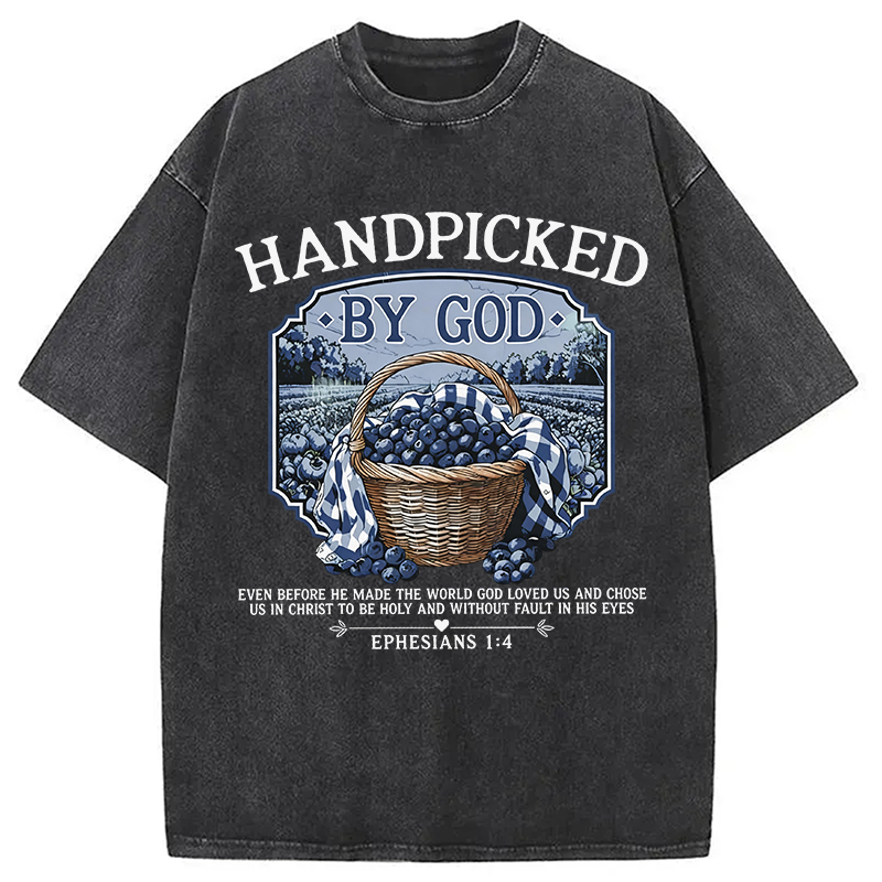 Modecanvas Hand Picked By God DTG Printing Washed T-Shirt