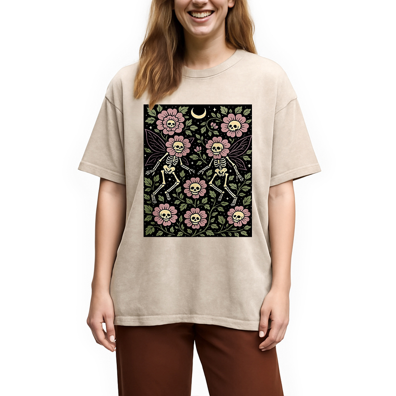 Modecanvas Skeleton Fairy Grunge Washed T-Shirt