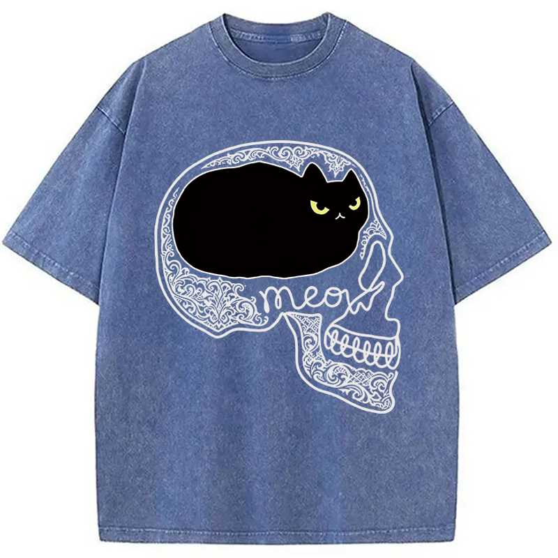 Modecanvas All I Can Think About Is Cat DTG Printing Washed T-Shirt
