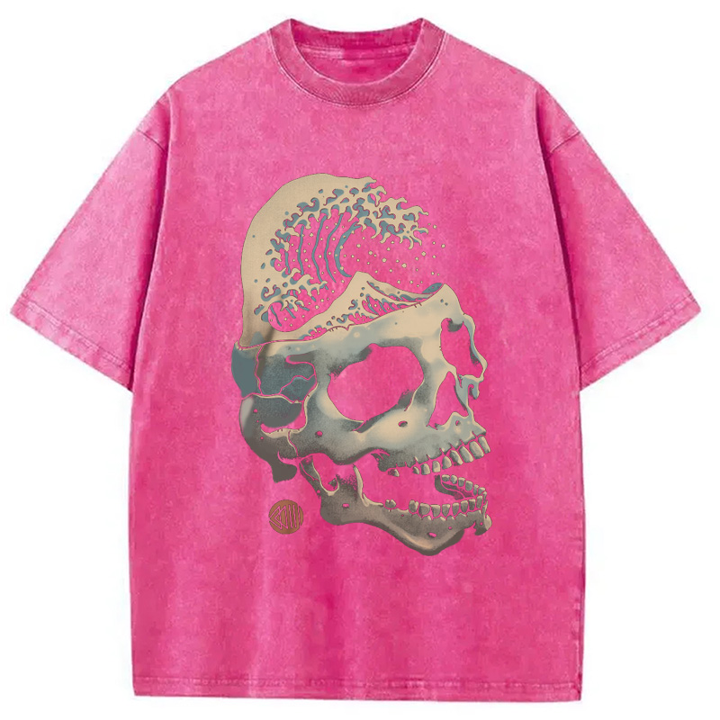 Modecanvas Skull Wave Washed T-Shirt