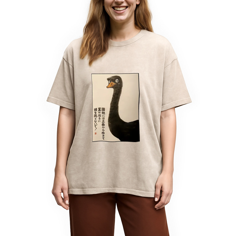 Modecanvas Avoid Difficulties Funny Washed T-Shirt
