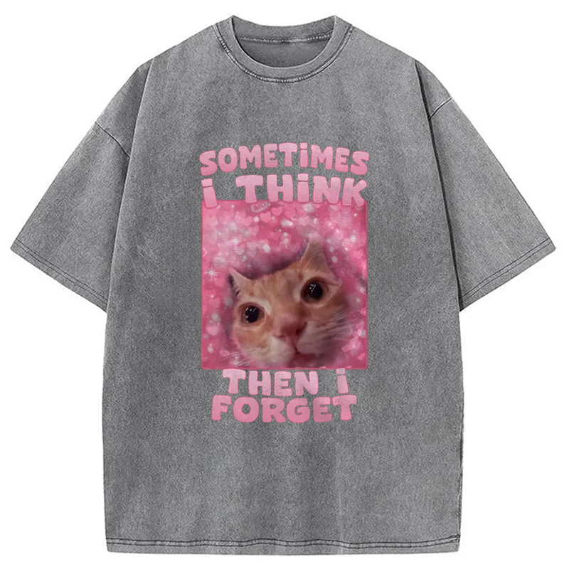 Modecanvas Sometimes I Think Then I Forget Washed T-Shirt