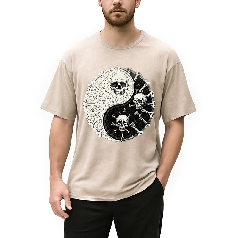 Modecanvas Duality Of The Grave DTG Printing Washed T-Shirt