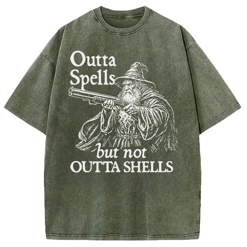 Modecanvas Funny Wizard Gun DTG Printing Washed T-Shirt-modecanvas