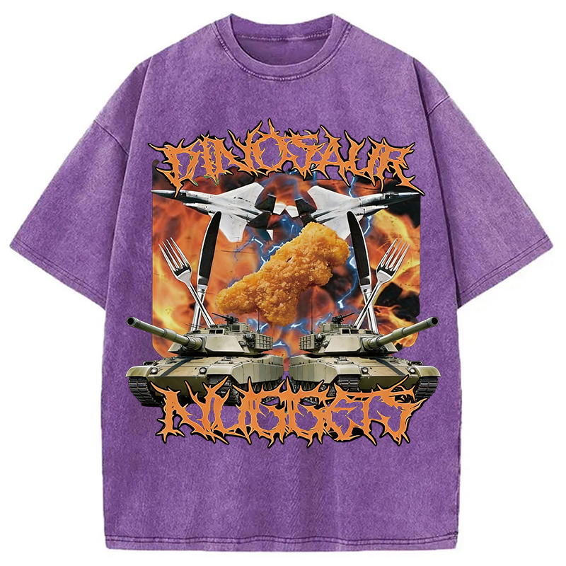 Modecanvas Funny Dinosaur Chicken Washed T-Shirt