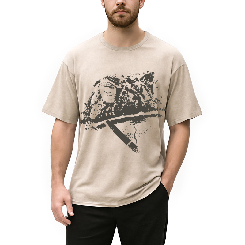 Modecanvas Frog Smoke Vintage DTG Printing Washed T-Shirt