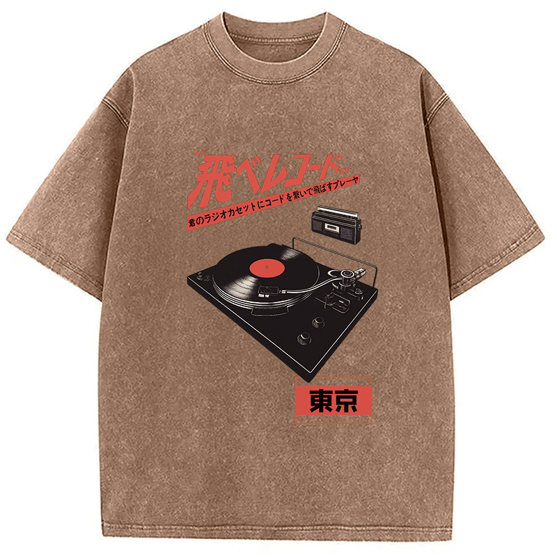 Modecanvas Retro Japanese Tokyo Music Washed T-Shirt