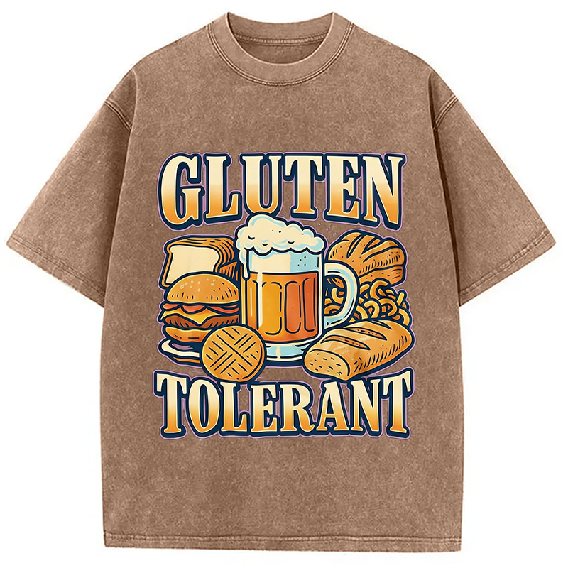 Modecanvas Gluten Tolerant Funny Food Humor DTG Printing Washed T-Shirt
