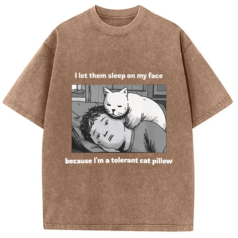 Modecanvas Funny Cat Servant DTG Printing Washed T-Shirt