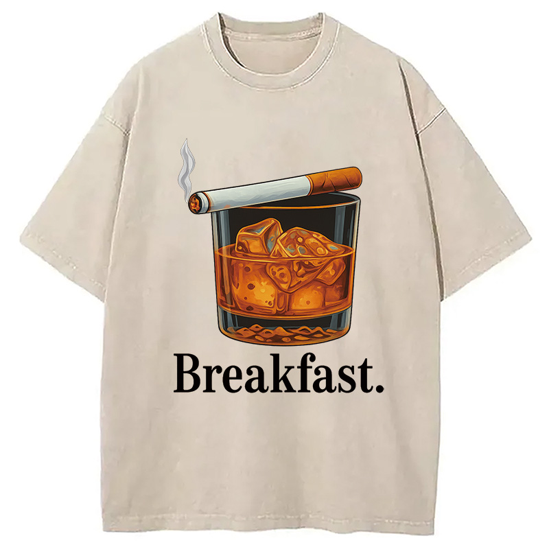 Modecanvas Breakfast Funny Meme Washed T-Shirt