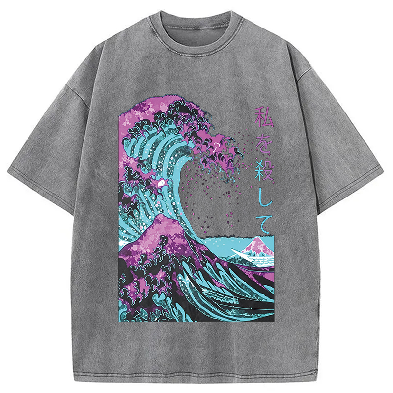 Modecanvas Ocean Kanagawa DTG Printing Washed T-Shirt