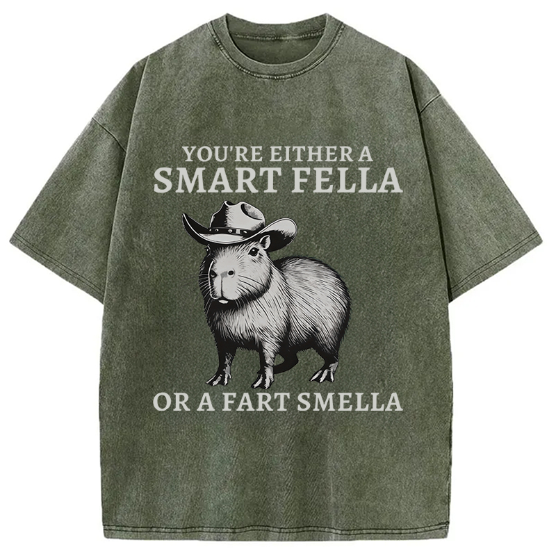 Modecanvas Retro Smart Fella Capybara 90s Washed T-Shirt