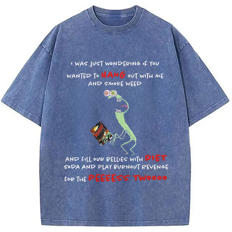 Modecanvas Mr. Landlord Smiling Friends I Was Just Wondering DTG Printing Washed T-Shirt