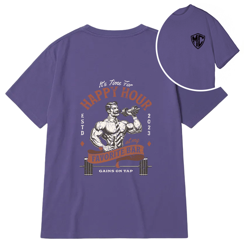 Modecanvas Happy Hour At The Gym Funny DTG Printing Back Classic T-Shirt