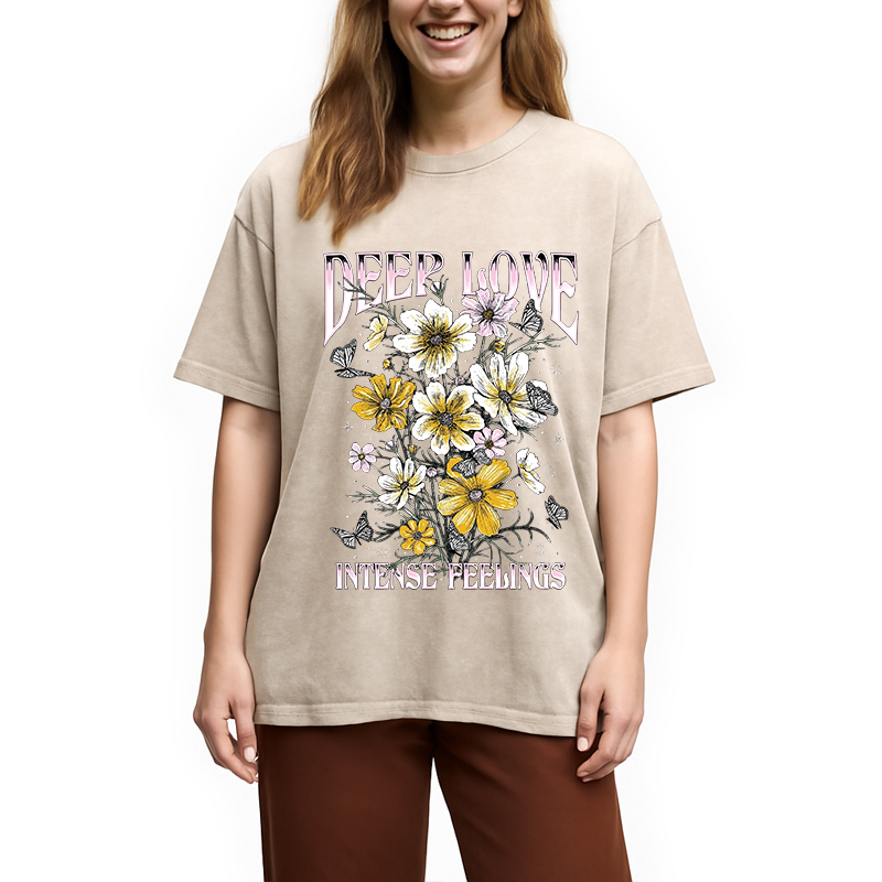 Modecanvas Deep Love Intense Feeling Washed T-Shirt