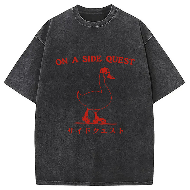 Modecanvas On a Side Quest Goose Washed T-Shirt