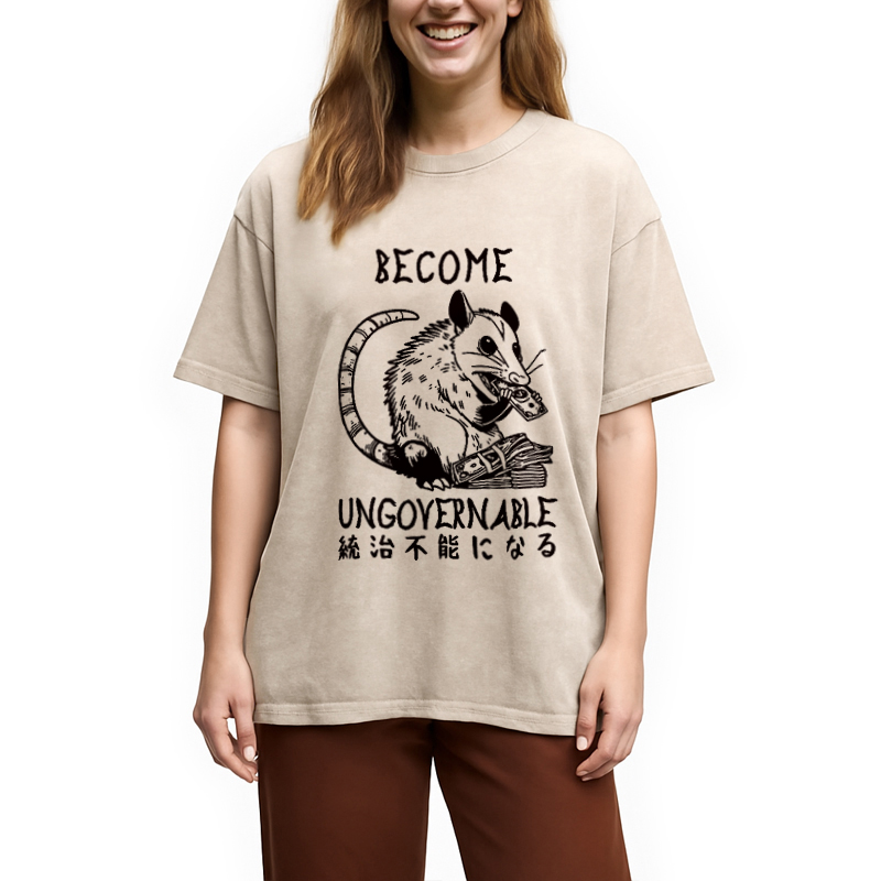Modecanvas Ungovernable Opossum Washed T-Shirt