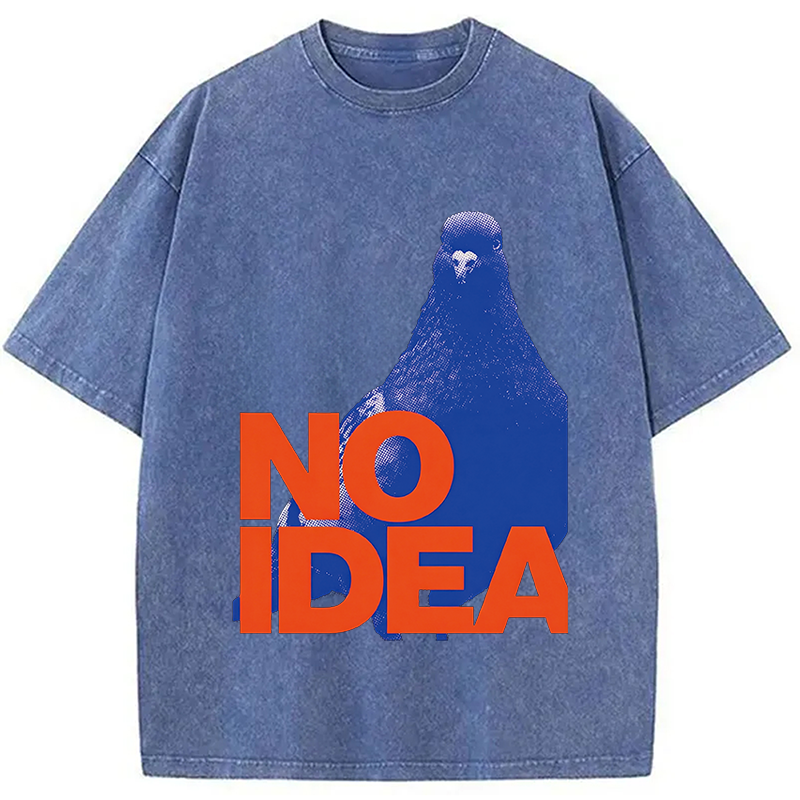 Modecanvas Funny Bird Pigeon Have No Idea DTG Printing Washed T-Shirt