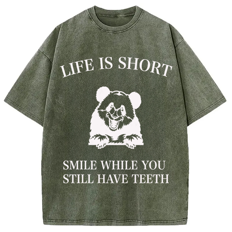 Modecanvas Funny Panda Meme DTG Printing Washed T-Shirt