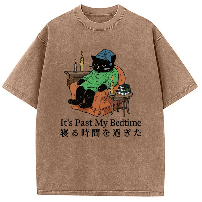 Modecanvas Cat That Goes To Bed Early Washed T-Shirt