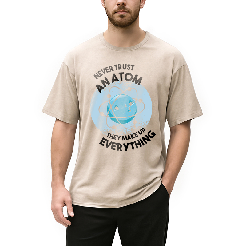 Modecanvas Funny Atom 100% Ring Spin DTG Printing Washed T-Shirt