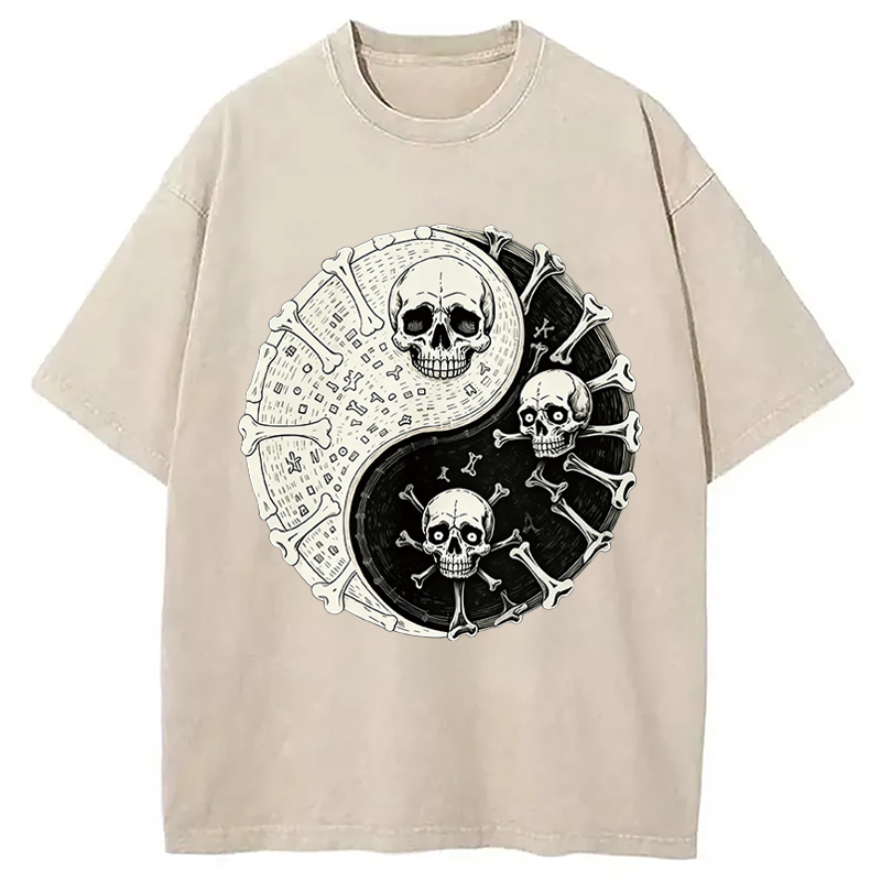 Modecanvas Duality Of The Grave DTG Printing Washed T-Shirt