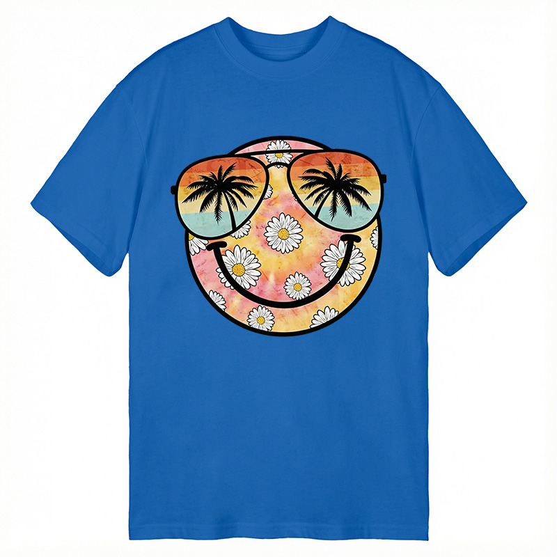 Modecanvas Summer Daisy Smile Face DTG Printing Classic T-Shirt-modecanvas