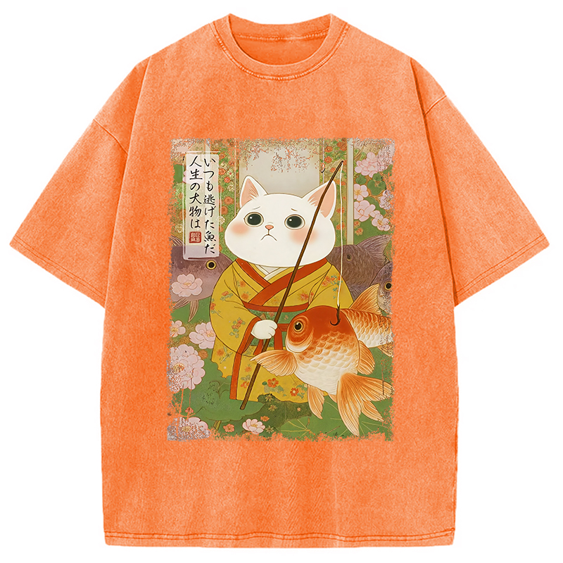 Modecanvas The Tale of Cat and Fish Washed T-Shirt