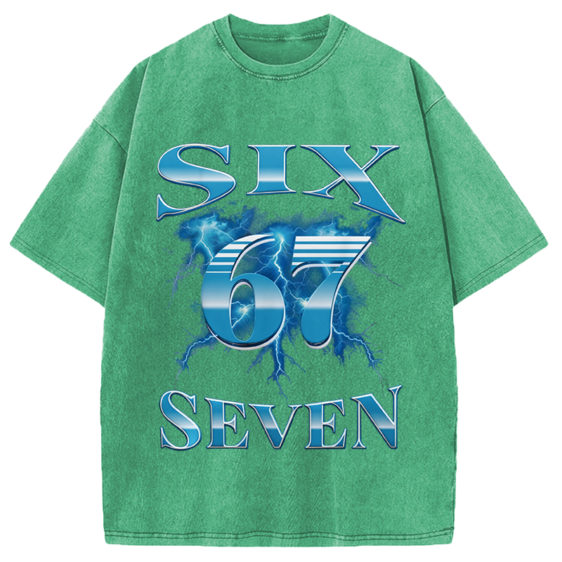 Modecanvas Six Seven 67 Meme DTG Printing Washed T-Shirt