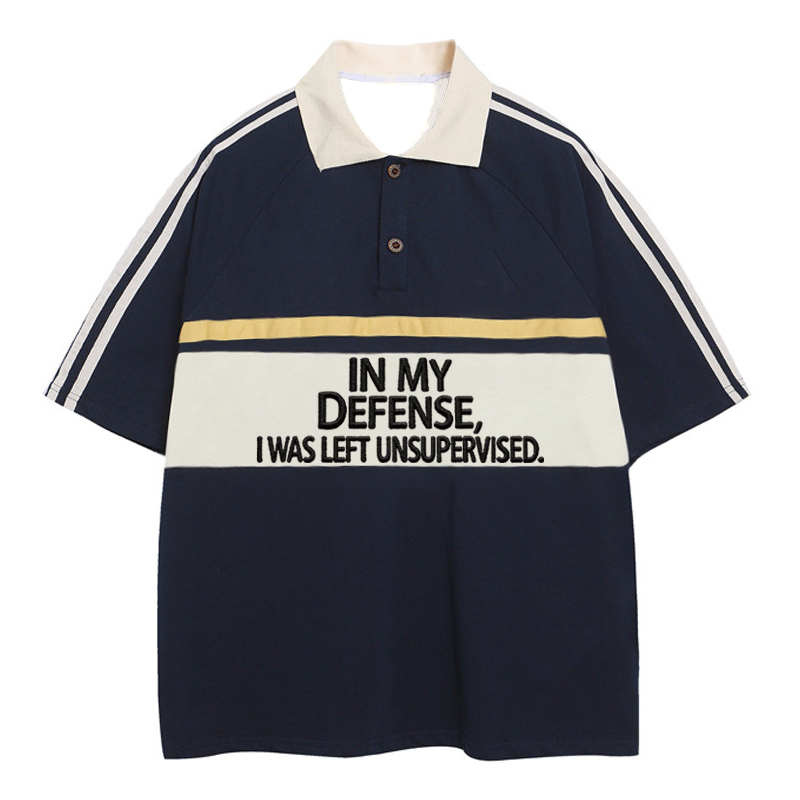 Modecanvas In My Defense Polo Embroidered T-Shirt