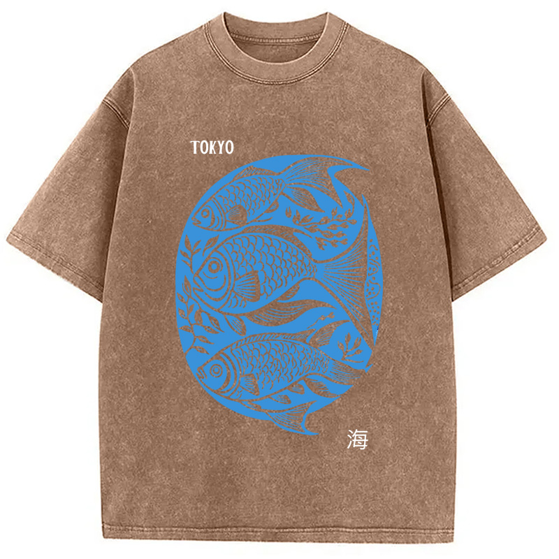 Modecanvas Tokyo Sea Life Park Washed T-Shirt