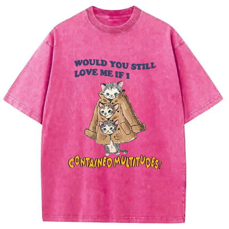 Modecanvas Would You Still Love Me If I Contained Multitudes DTG Printing Washed T-Shirt